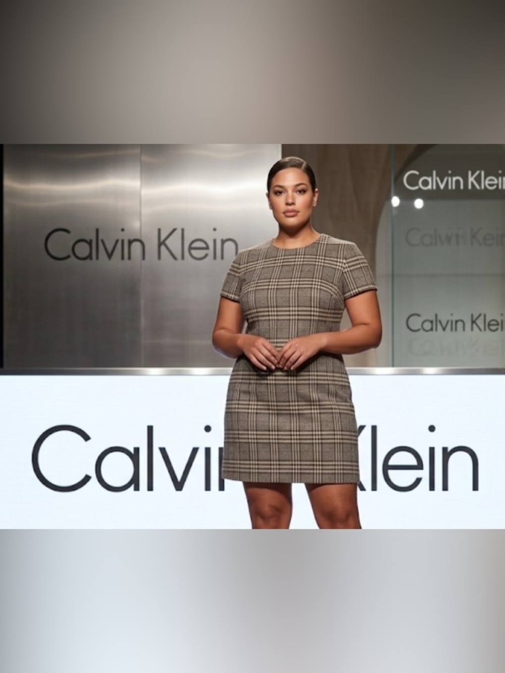 Authentic Calvin Klein nova check plaid signature designer dress size 14 women's